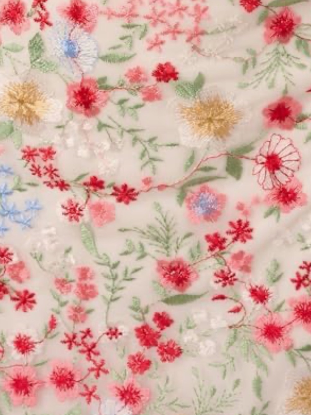Adrianna Papell Ivory Floral Embroidered Spaghetti-Strap Midi Dress - Picture 6 of 7